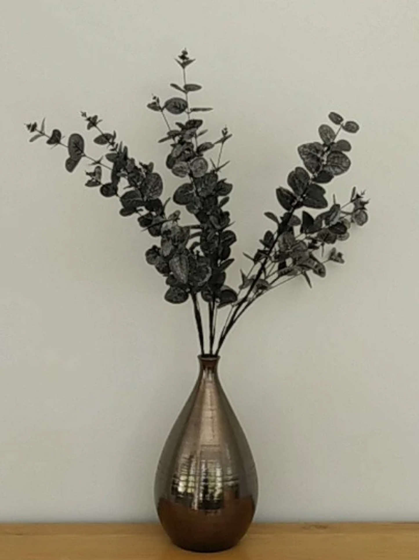3 Artificial Black and Silver Eucalyptus Stems - Length 90 cm