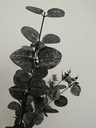 3 Artificial Black and Silver Eucalyptus Stems - Length 90 cm