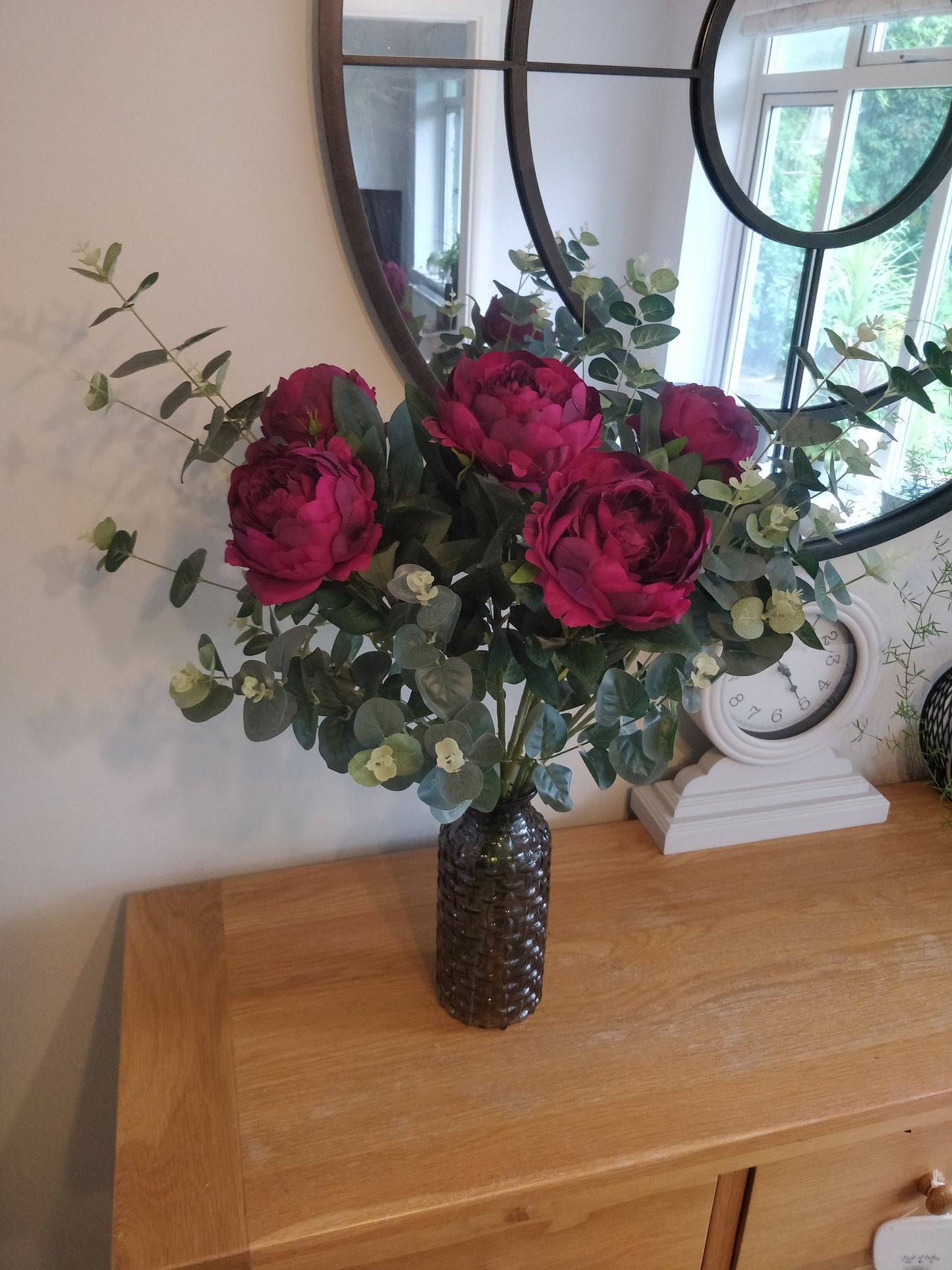 Hot Pink Peonies Luxury Faux Flowers 5 Long Stems Premium Everlasting Flowers Home Decor Wedding Anniversary Birthday Gift Hot Pink Magenta