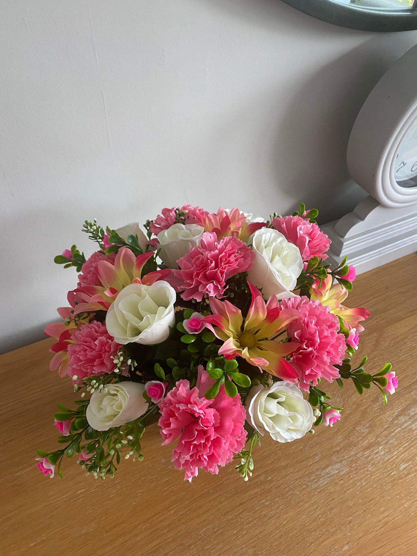 Artificial Graveside Flower Arrangement In Shades Of Pink