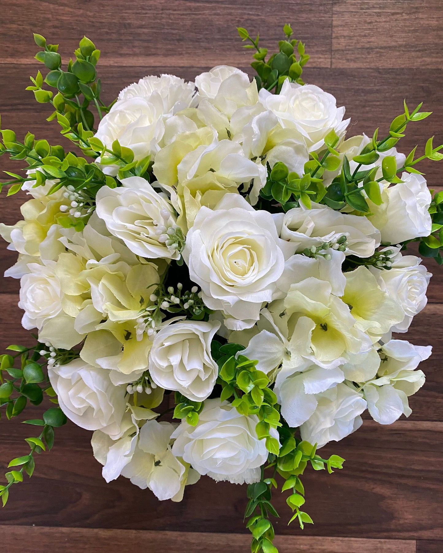 Artificial Rose and Hydrangea Graveside Flower Arrangement