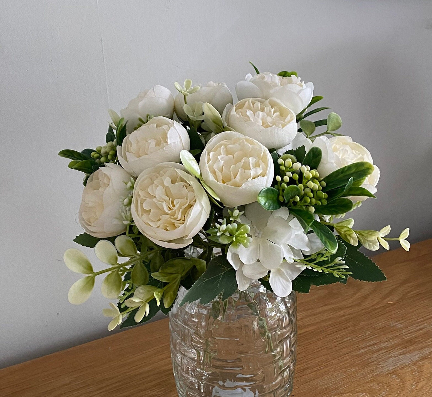 Faux Silk Peony and Hydrangea Mixed Bunches Silk Flowers 15 Stems Free Postage