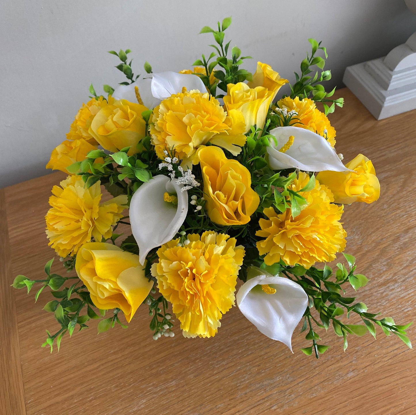 Carnation and Lily Graveside Flower Arrangement Handmade to Order Top Quality Free Postage