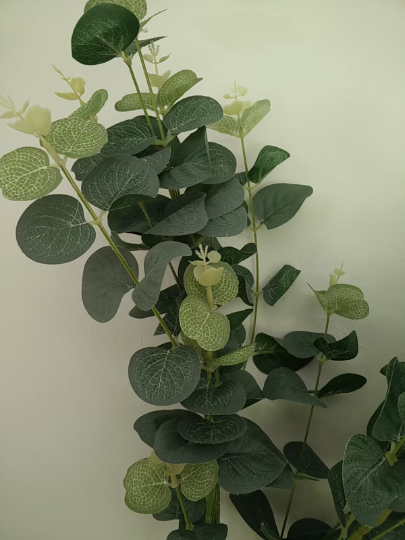 3 Artificial Green Eucalyptus Stems - Length 90 cm