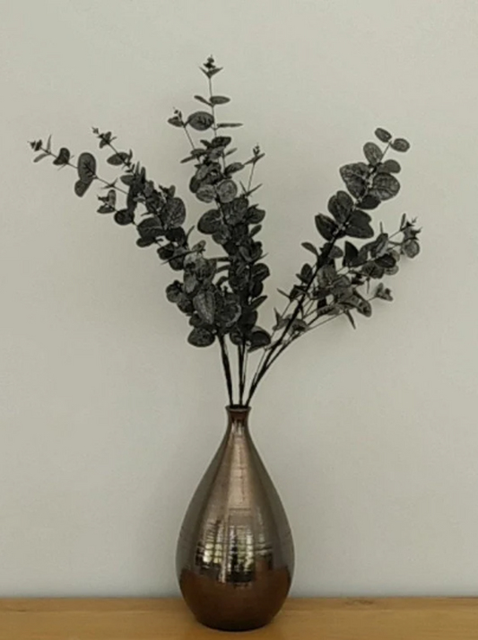 3 Artificial Black and Silver Eucalyptus Stems - Length 90 cm