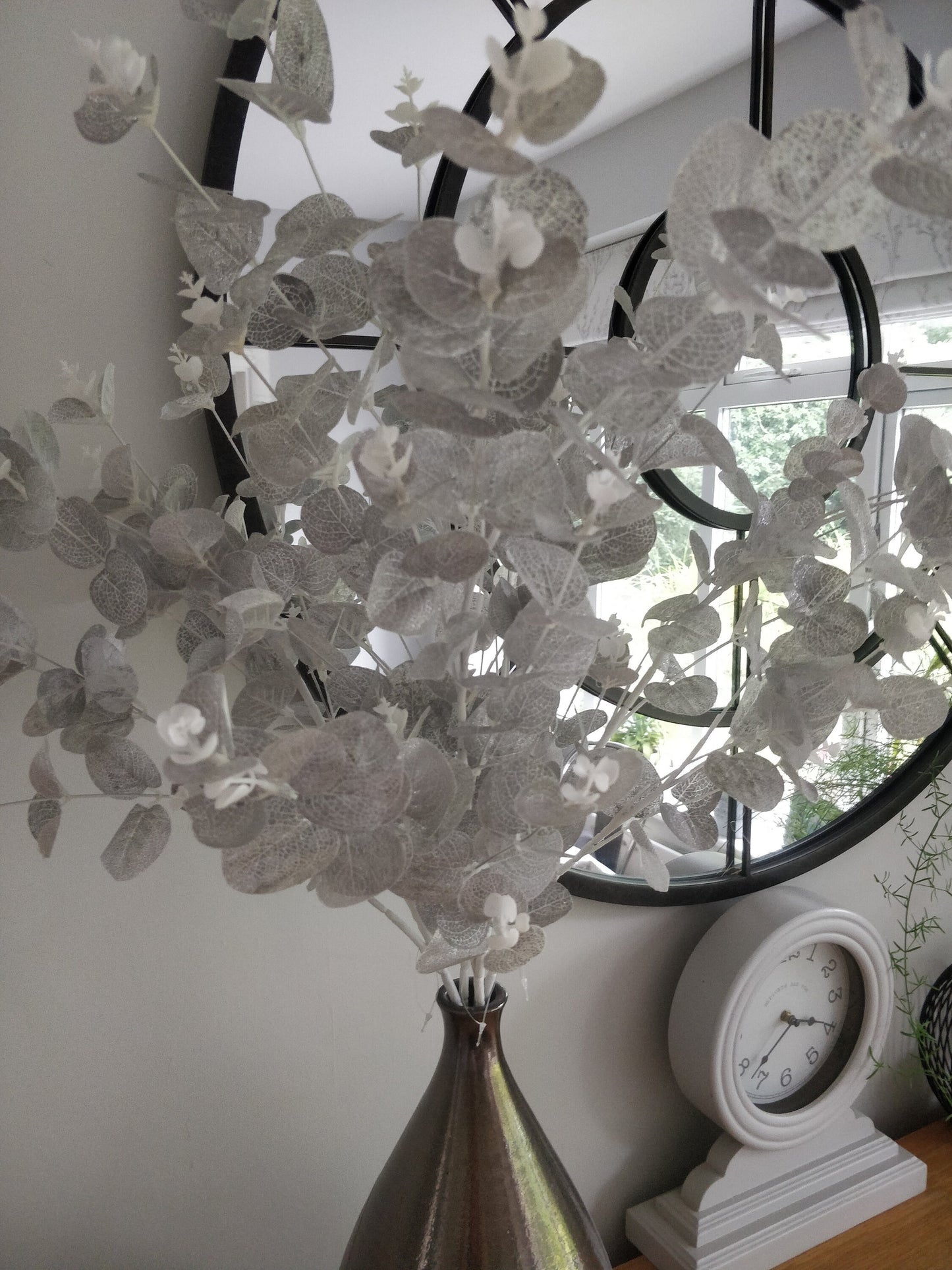 Artificial Flowers - 3 x Silver Grey Eucalyptus Long Stems