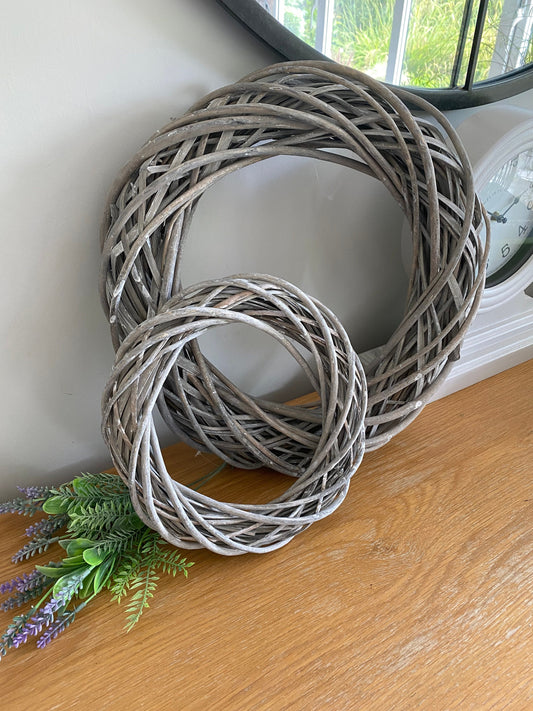 Grey Wash Ratten Vintage Wreath 38cm. Ready to decorate Door Wreaths. Wedding Home Decor Country Chic FREE POSTAGE