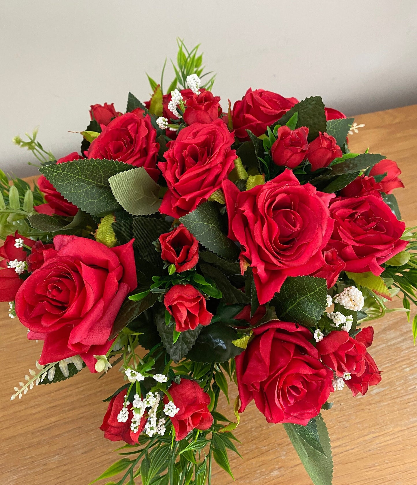 Artificial Flower Graveside Flower Arrangement in Luxury Red Roses