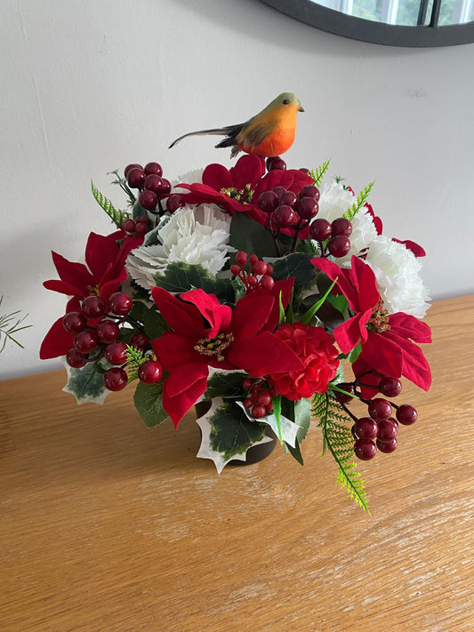 Artificial Flower Luxury Christmas Graveside  Arrangement Handmade to Order FREE POSTAGE