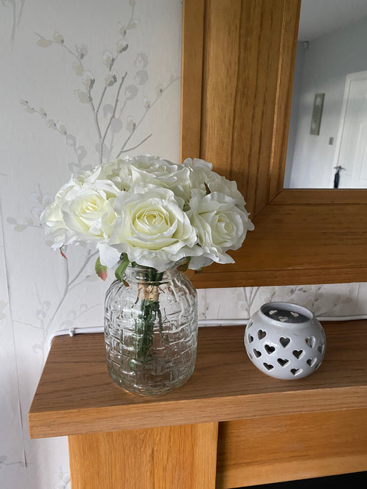 Artificial Ivory Rose Posy - 7 individual Stems