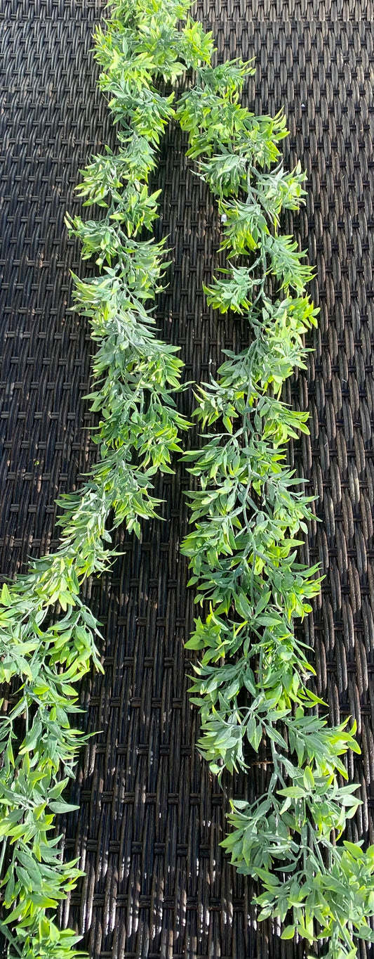Artificial Garlands x 2 Ruscus Leaves 180cm Long Plastic Greenery