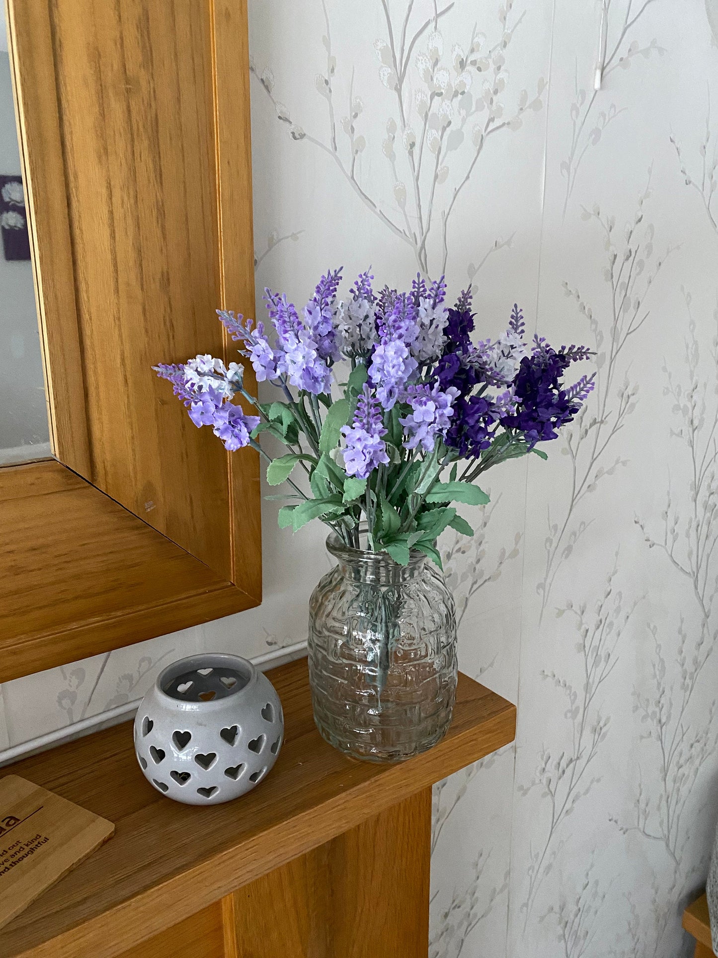 Faux Lavender with Glass Vase 15 Stems Home