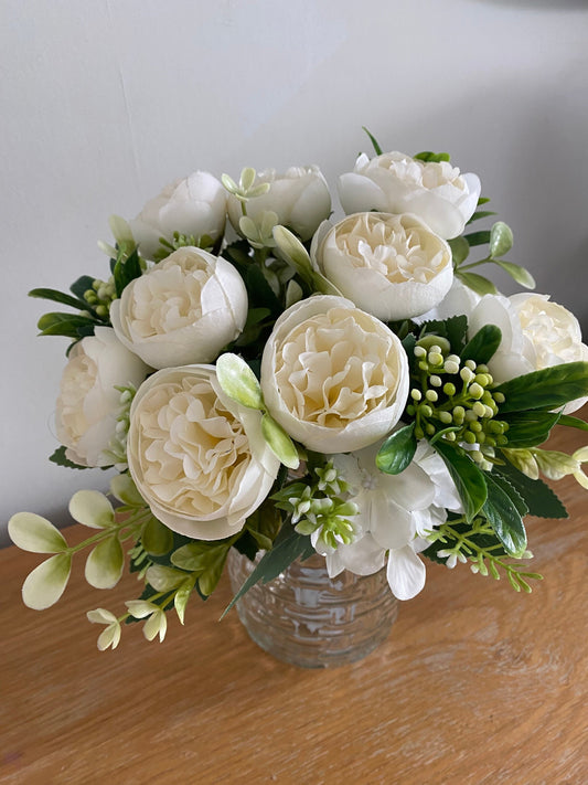 Faux Silk Peony and Hydrangea Mixed Bunches Silk Flowers 15 Stems Free Postage