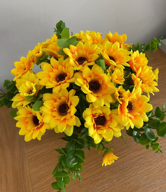 Artificial Flower Sunflower Grave Pot Arrangement