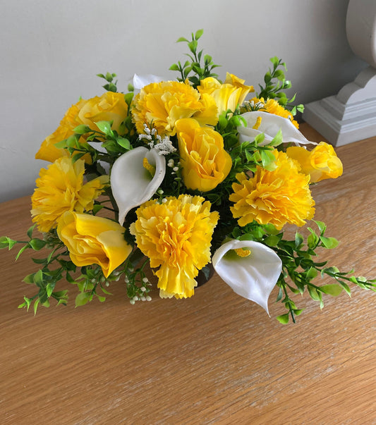 Carnation and Lily Graveside Flower Arrangement Handmade to Order Top Quality Free Postage