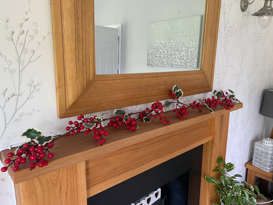 Christmas Holly Berry Garland 5 ft Length Christmas Foliage Garland Christmas Decorations Holly Berry Christmas Bunting Festive Decor